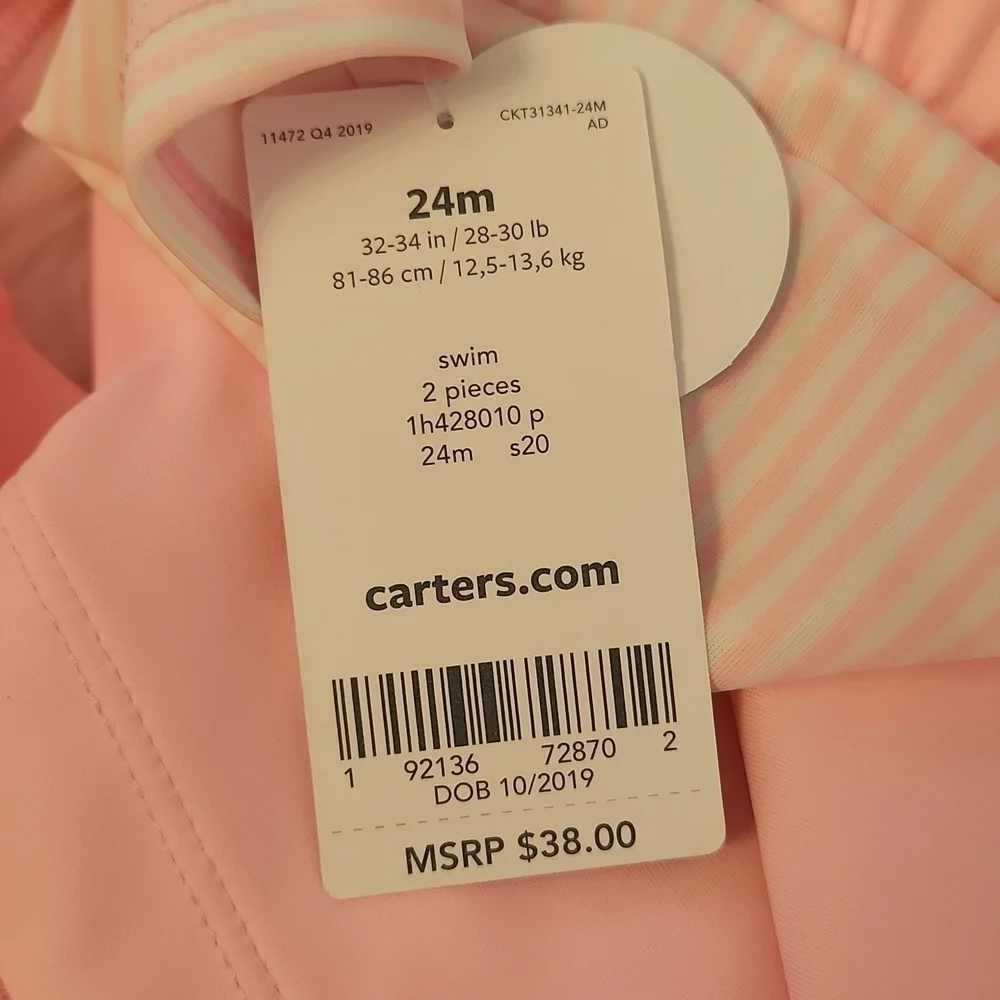 CARTERS pink unicorn long sleeve rashguard set 24M NWT